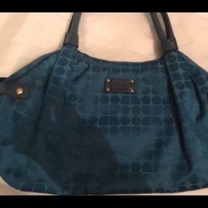 Teal Blue Fabric Leather Kate Spade Handbag Purse